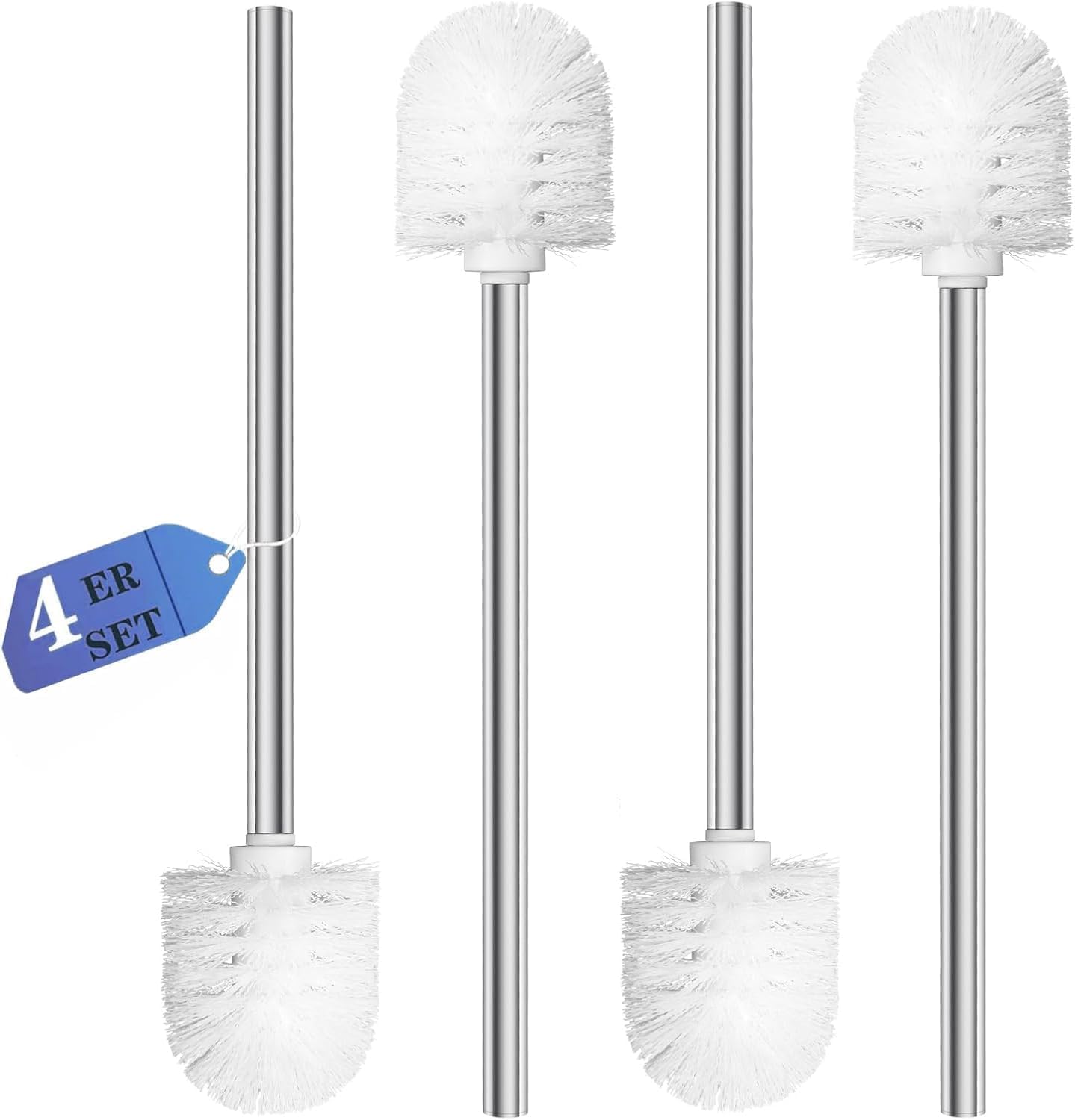 Brosse WC Blanche avec Manche Inox et Têtes Remplaçables Vendos85 - Mathon