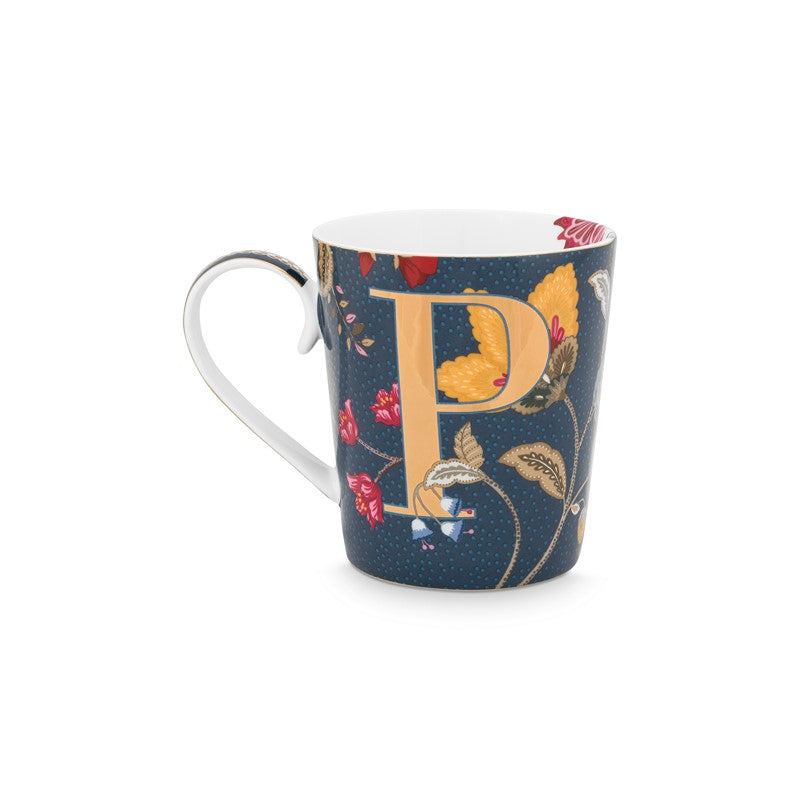 Mug Alphabet Floral Fantasy Bleu - P - 350ml Pip Studio - Mathon