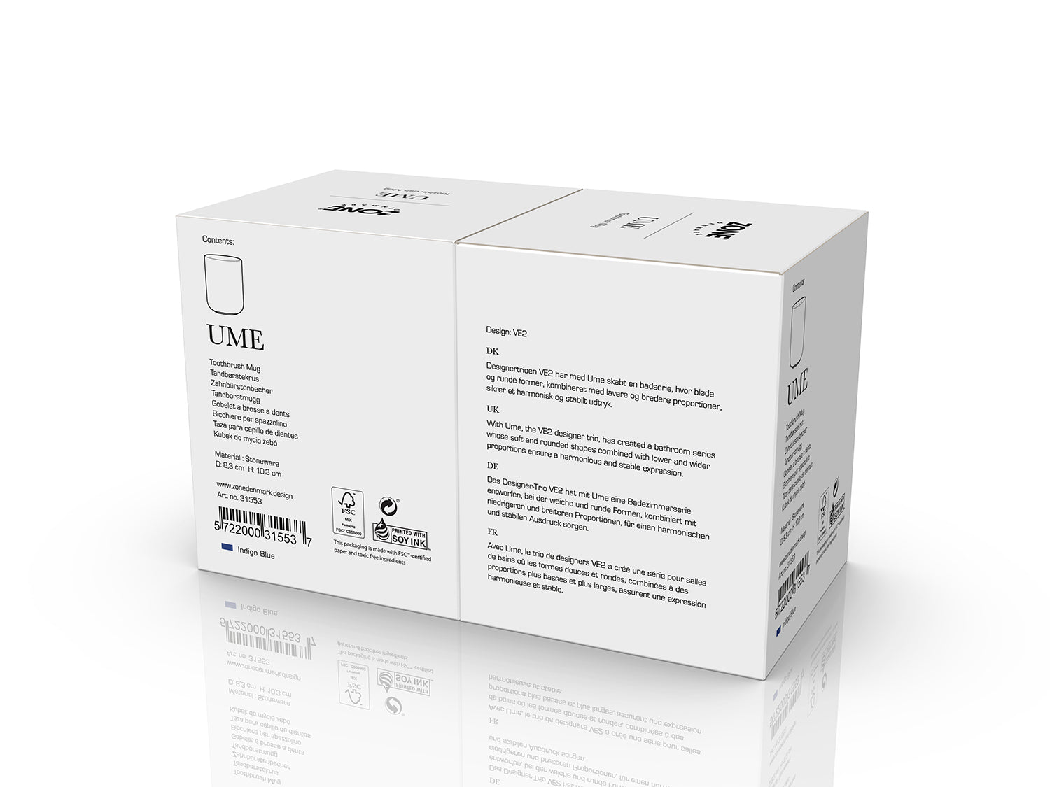 Gobelet pour brosse à dents UME en grès Bleu indigo Zone Denmark - Mathon - 5