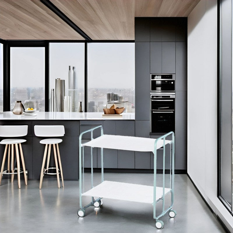 Desserte pliante 2 niveaux avec roulettes – structure gris aluminium, bauhaus Don Hierro - Mathon - 2