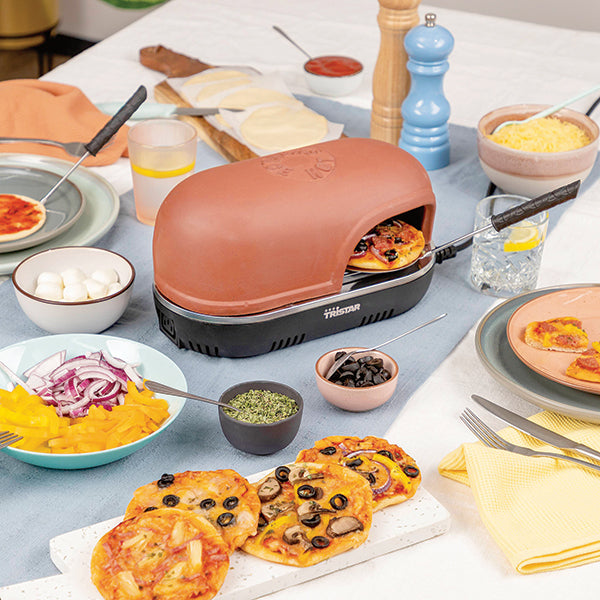 Four à pizza électrique 2 personnes Pizza Festa Connect 530 W marron Tristar - Mathon - 4