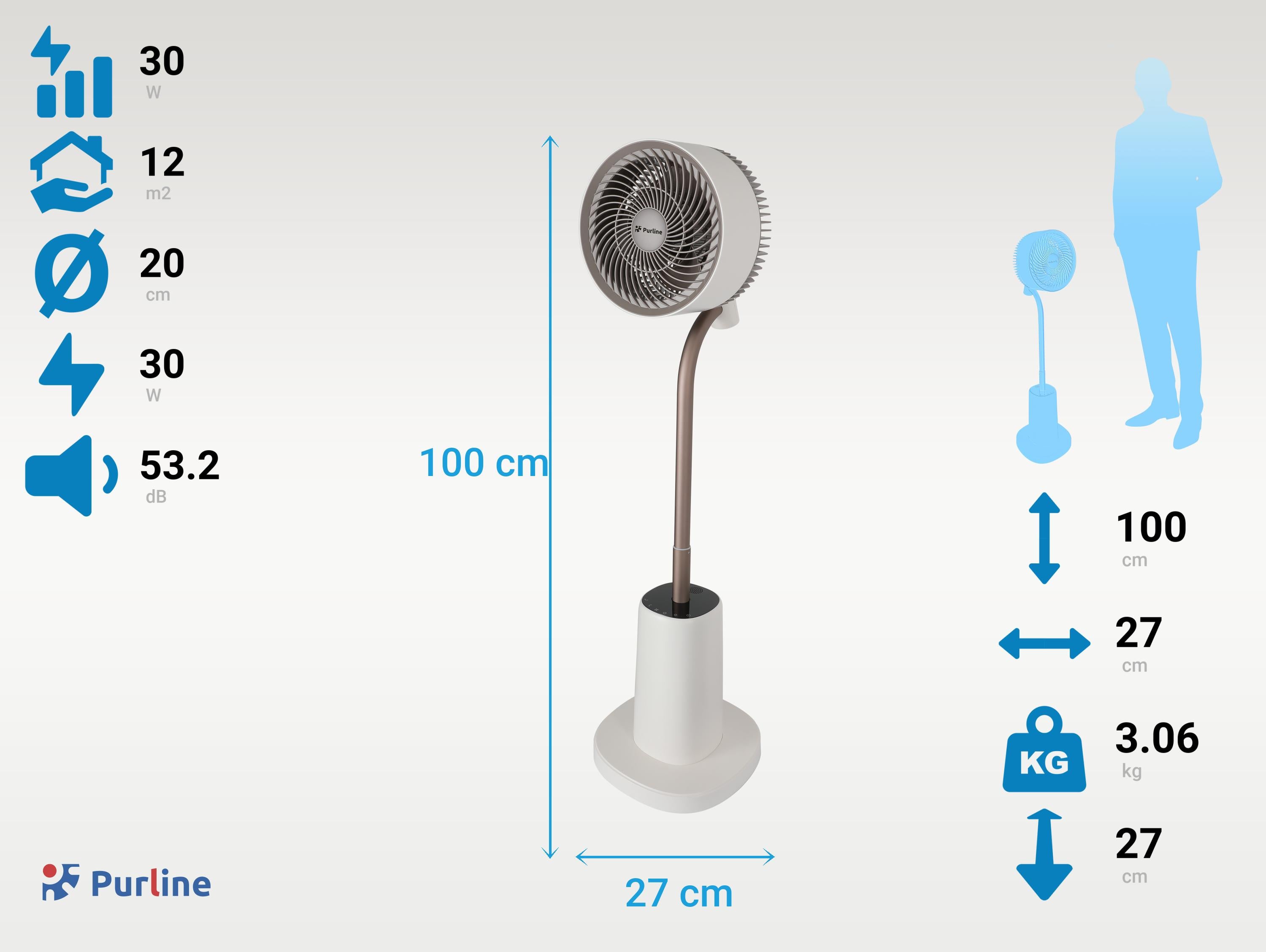 Ventilateur de sol DC avec lumière ambiante Purline - Mathon - 4