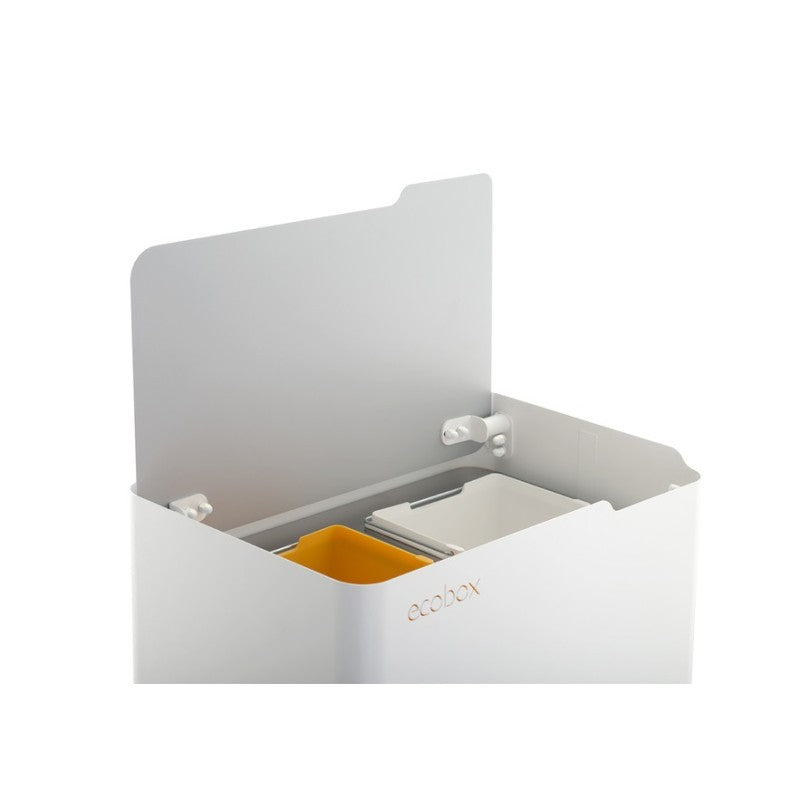 Poubelle cuisine fonctionnelle et élégante, 2 x 20 litres, ECOBOX NOA, Blanc-Gris Don Hierro - Mathon - 6