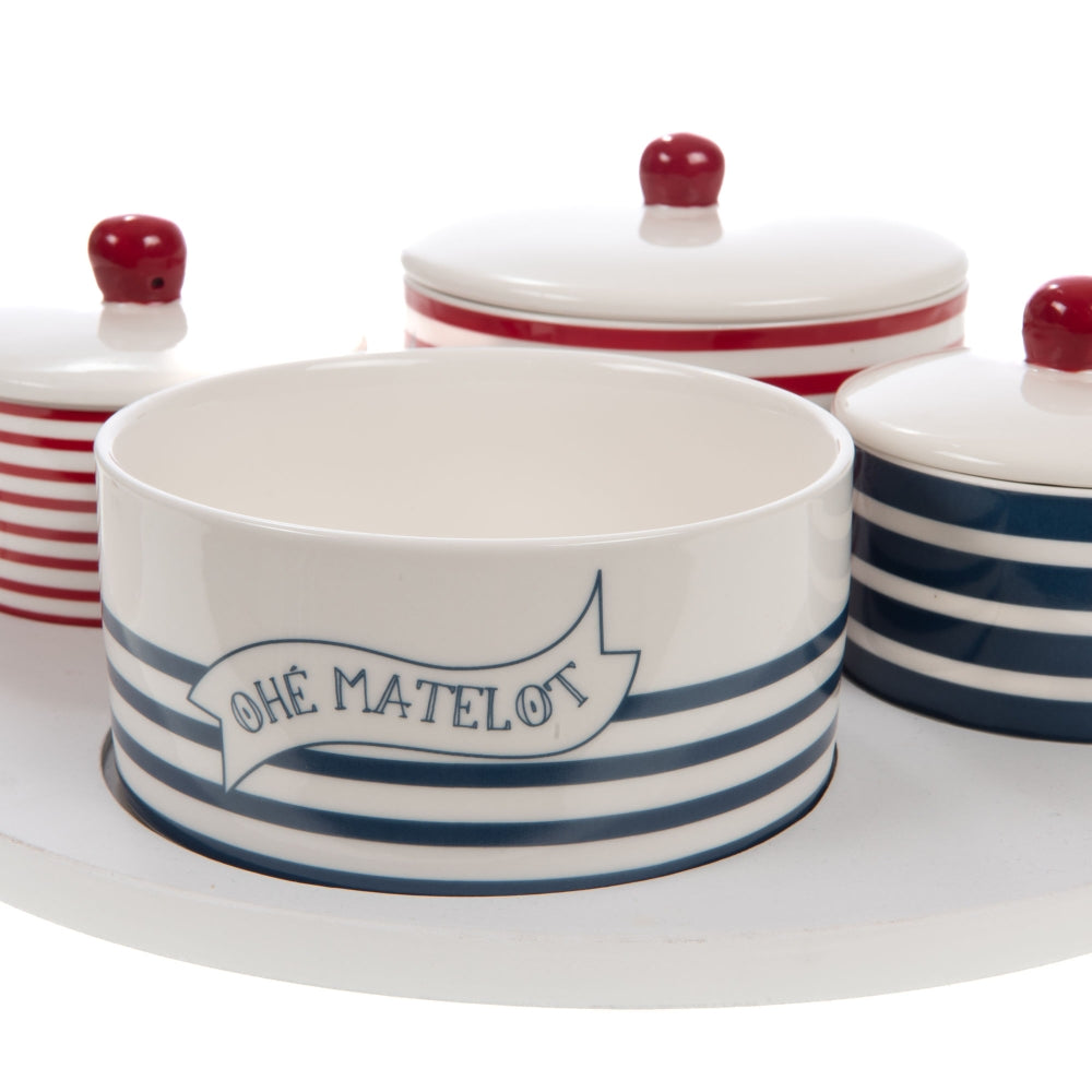 Plateau et ses 4 bols Marinière Amadeus - Mathon - 2