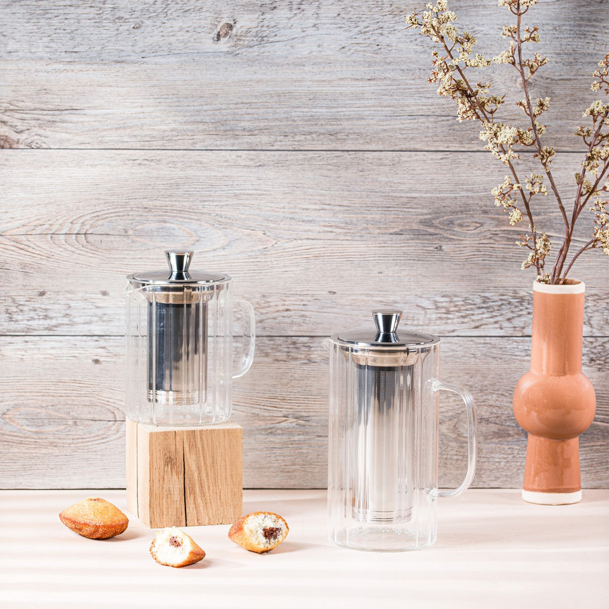 Breakfast - théière striée en verre avec filtre dévissable inox - Verre transparent Cristel - Mathon - 4