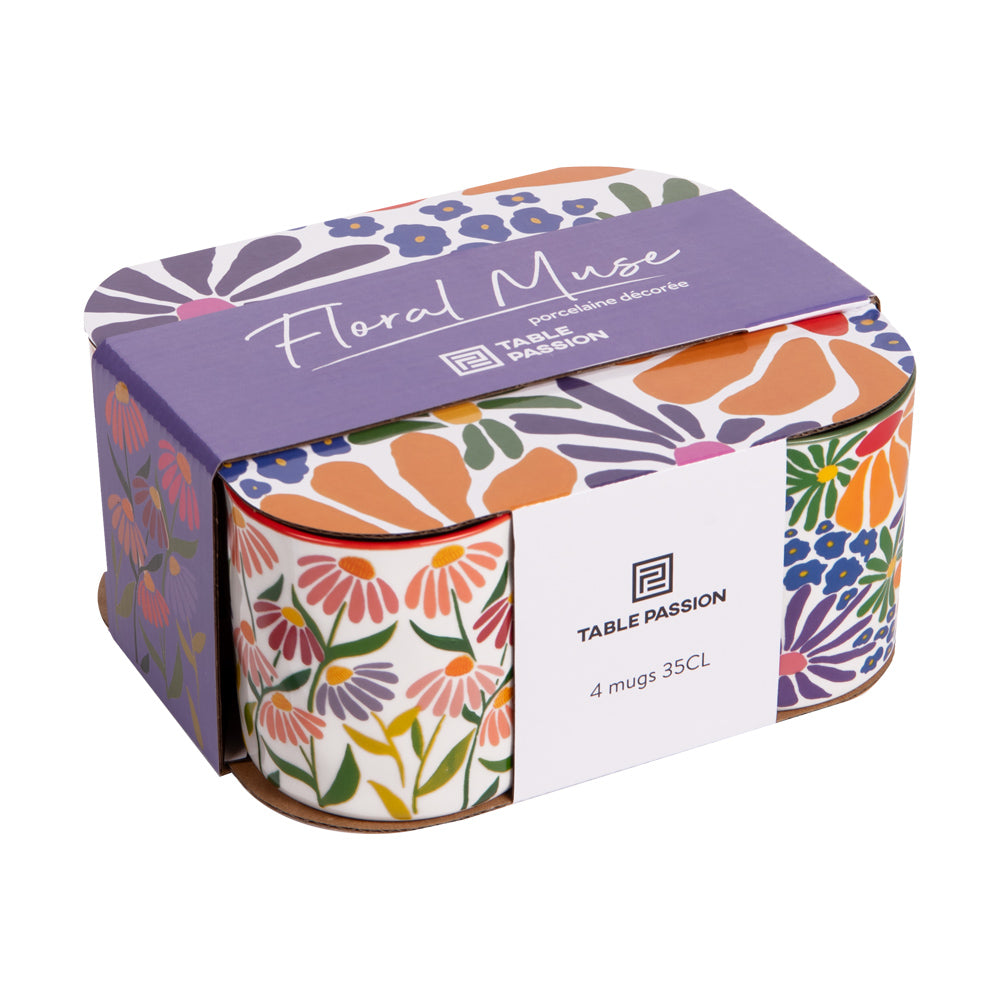 Coffret de 4 mugs Floral Muse 35 cl Table passion - Mathon - 2