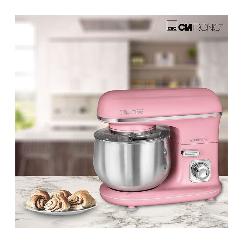 Robot pétrin multifonction 5L 1100W rétro Clatronic KM 3711 Rose Clatronic - Mathon - 6