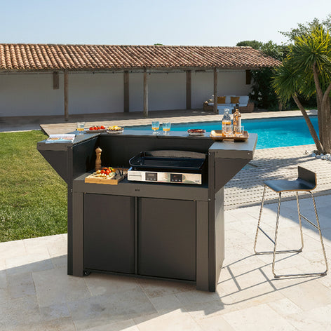 Lot ilot complet avec meuble double porte Félix et comptoir bar ENO - Mathon - 1