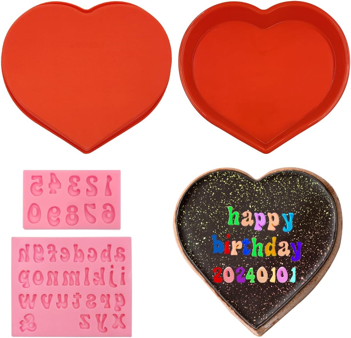 Lot de 4 moules à gâteau en silicone antiadhésifs en forme de cœur Vendos85 - Mathon