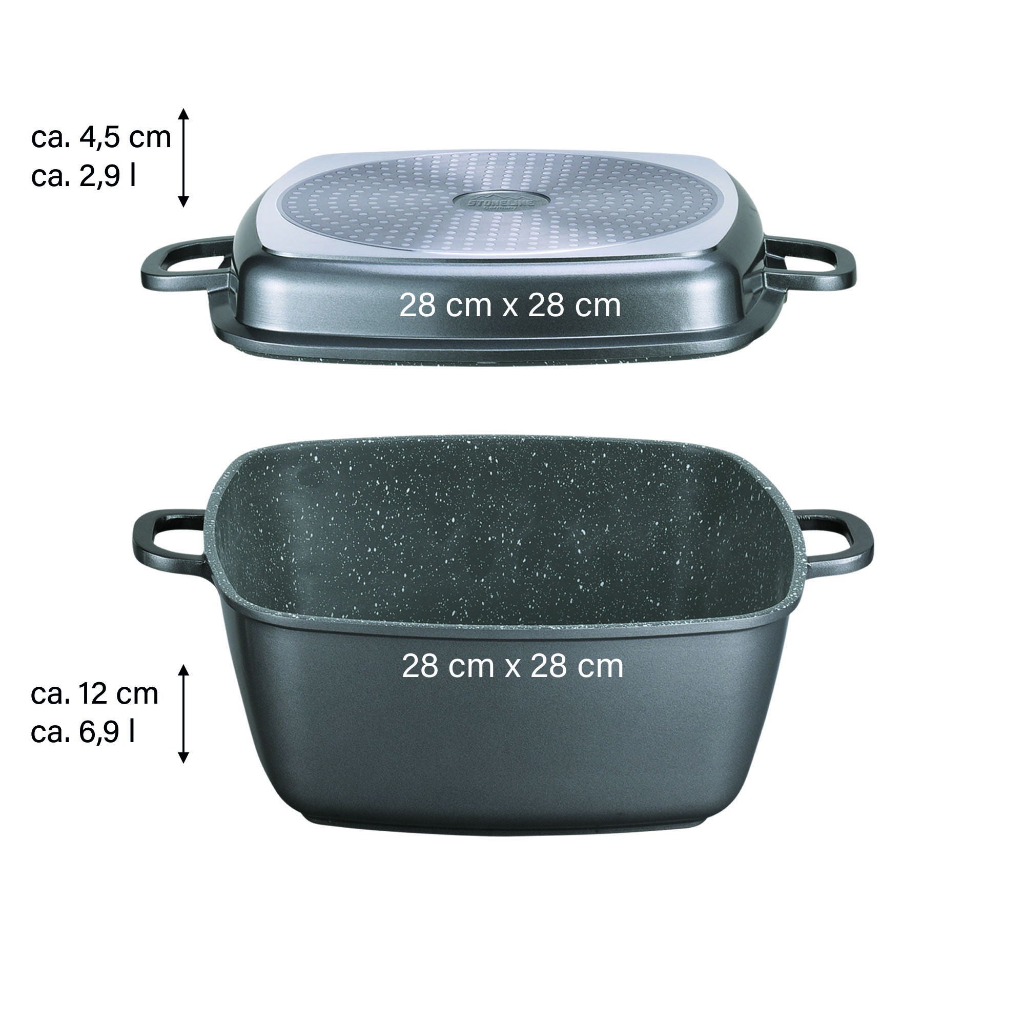 Poêle rectangulaire multifonctions 28 x 28 cm, avec cuisson vapeur et friteuse Stoneline - Mathon - 4