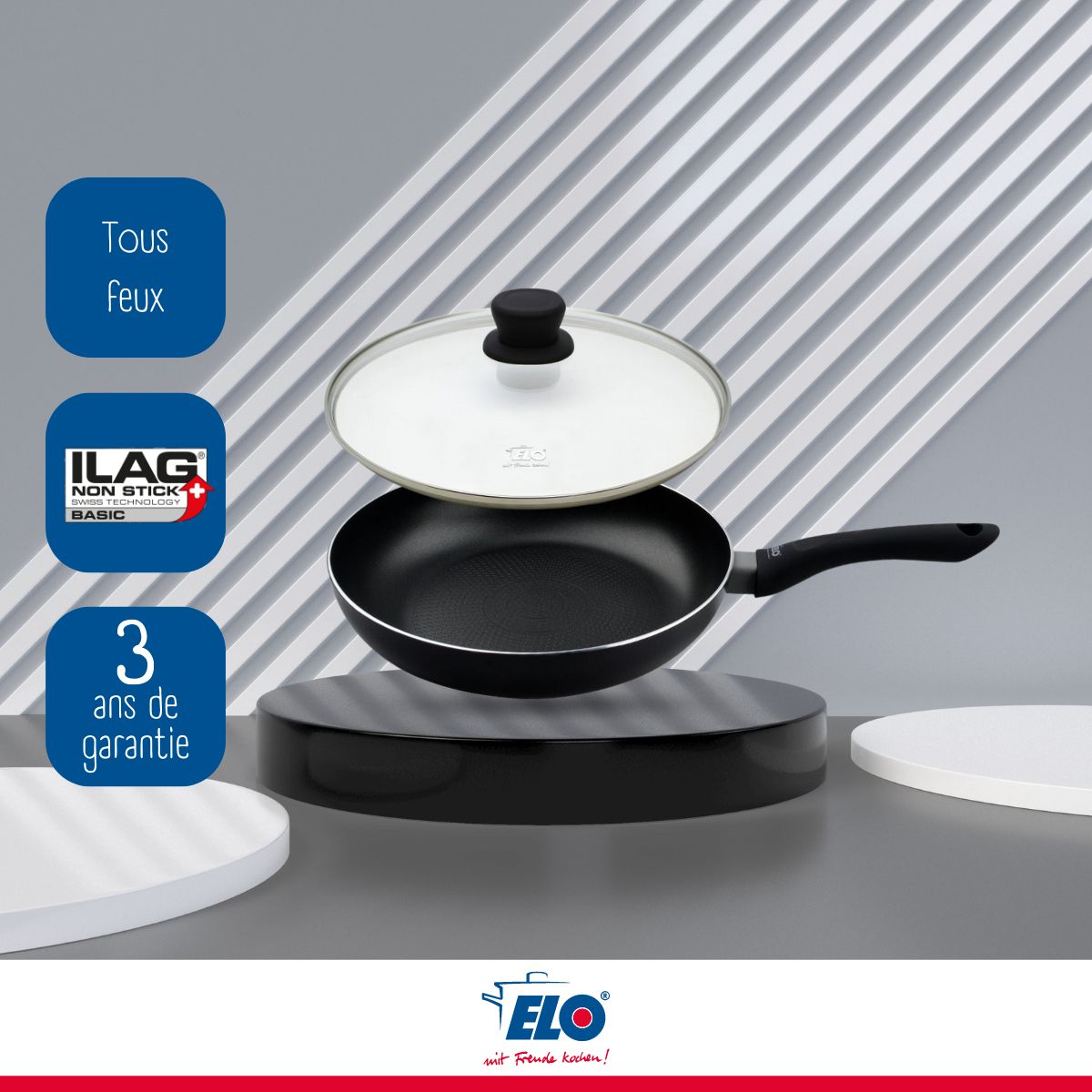 Ensemble de poêle et couvercle en verre de 24 cm  Smart Life Elo - Mathon - 5