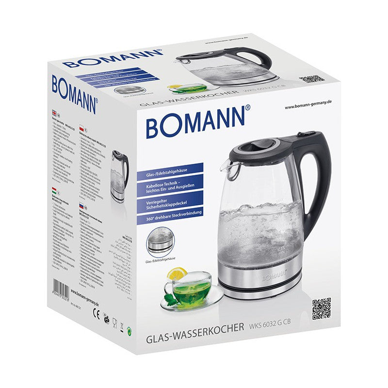 Bouilloire électrique en verre 1,5L 2200W Bomann WKS 6032 G CB Bomann - Mathon - 6