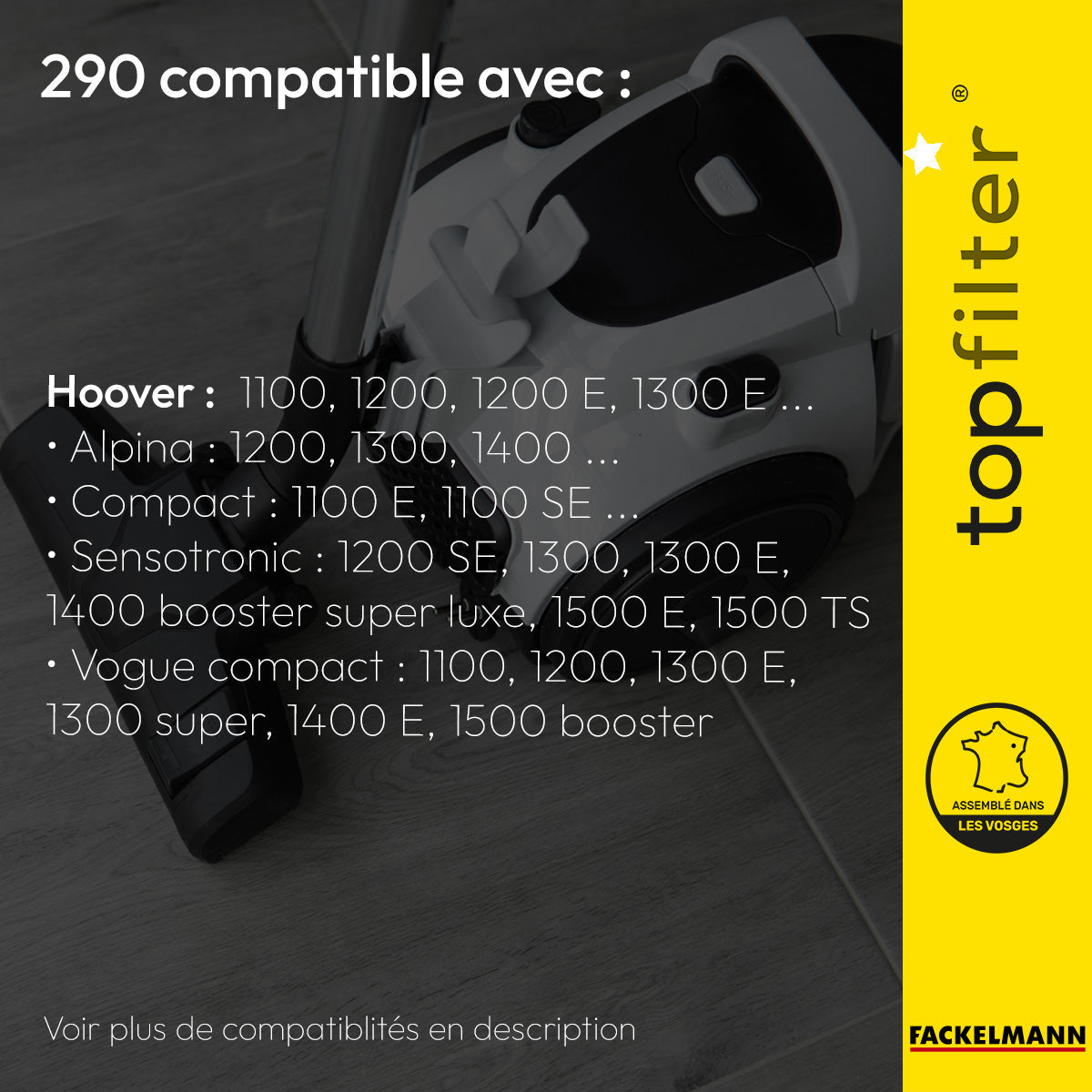 Lot de 4 packs de 4 sacs aspirateur 64290 Hoover Alpina TopFilter Premium TopFilter - Mathon - 2