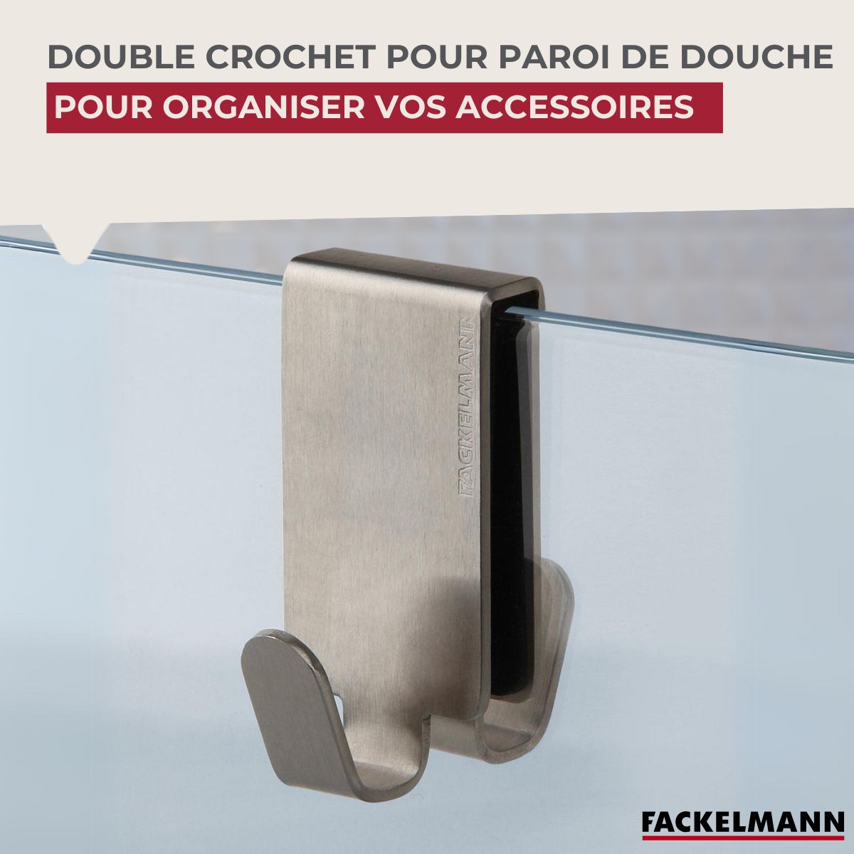 Double crochet pour paroi de douche en inox  Tecno Fackelmann - Mathon - 2
