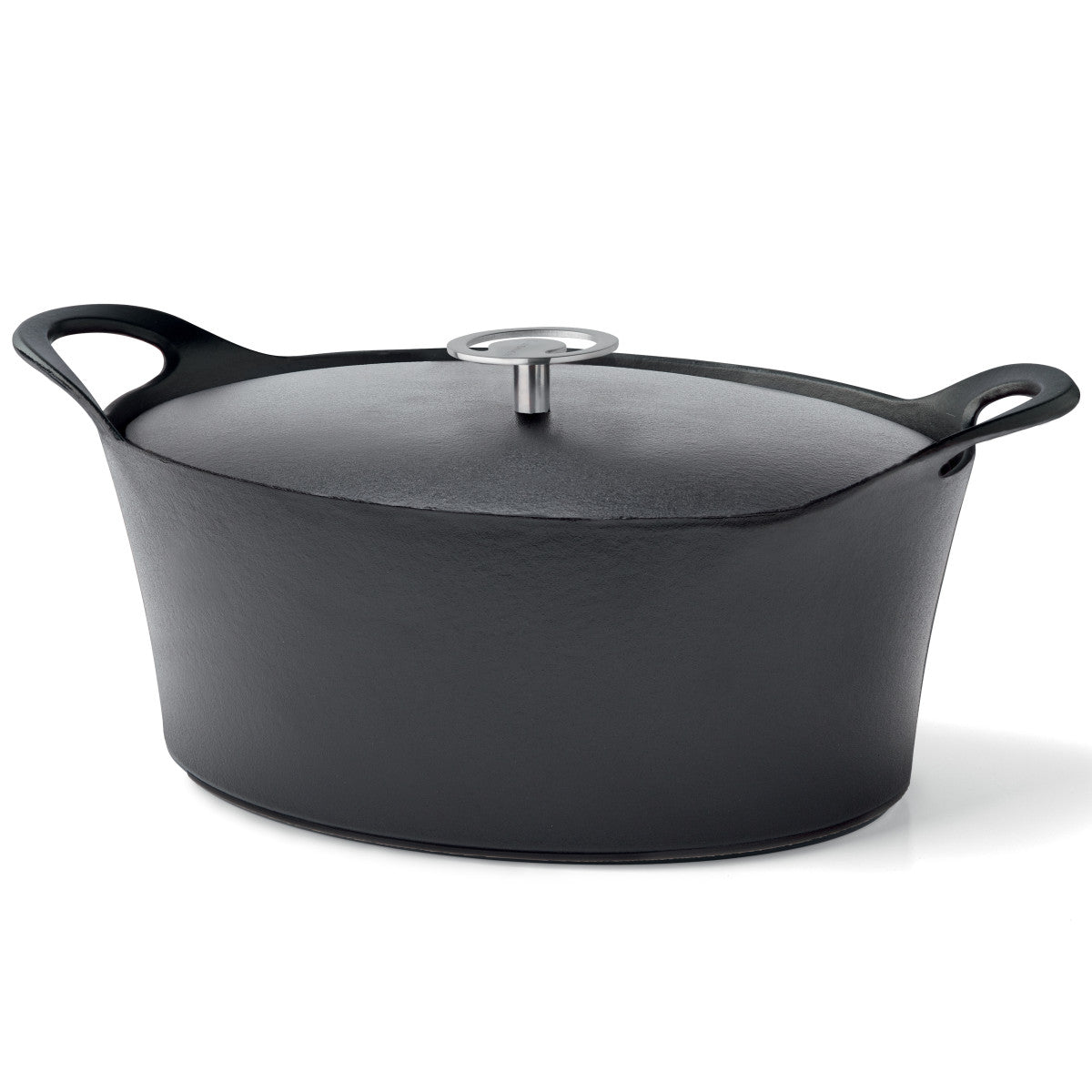 Volcan - Cocotte ovale 29cm fonte de fer émaillée noire avec couvercle Cuisinox - Mathon - 1