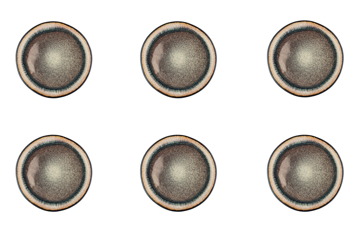 Lot de 6 assiettes à dessert en grès marron D21.5 Björn - Mathon - 1