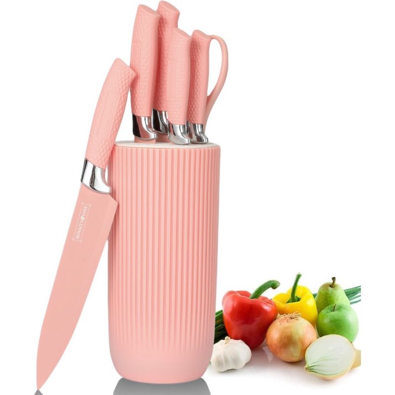 Ensemble de couteaux 5 pièces avec ciseaux et support Rose Royalty Line RLNC07P Royalty Line - Mathon - 4