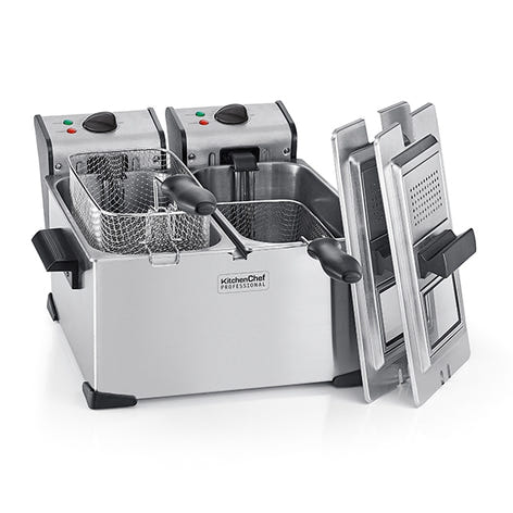 Friteuse inox double cuve 7 L 4000 W KCPFR70X Kitchen Chef Professional - Mathon