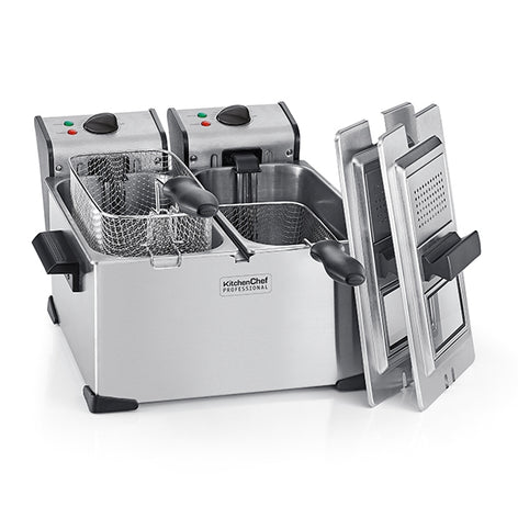 Friteuse inox double cuve 7 L 4000 W KCPFR70X Kitchen Chef Professional - Mathon