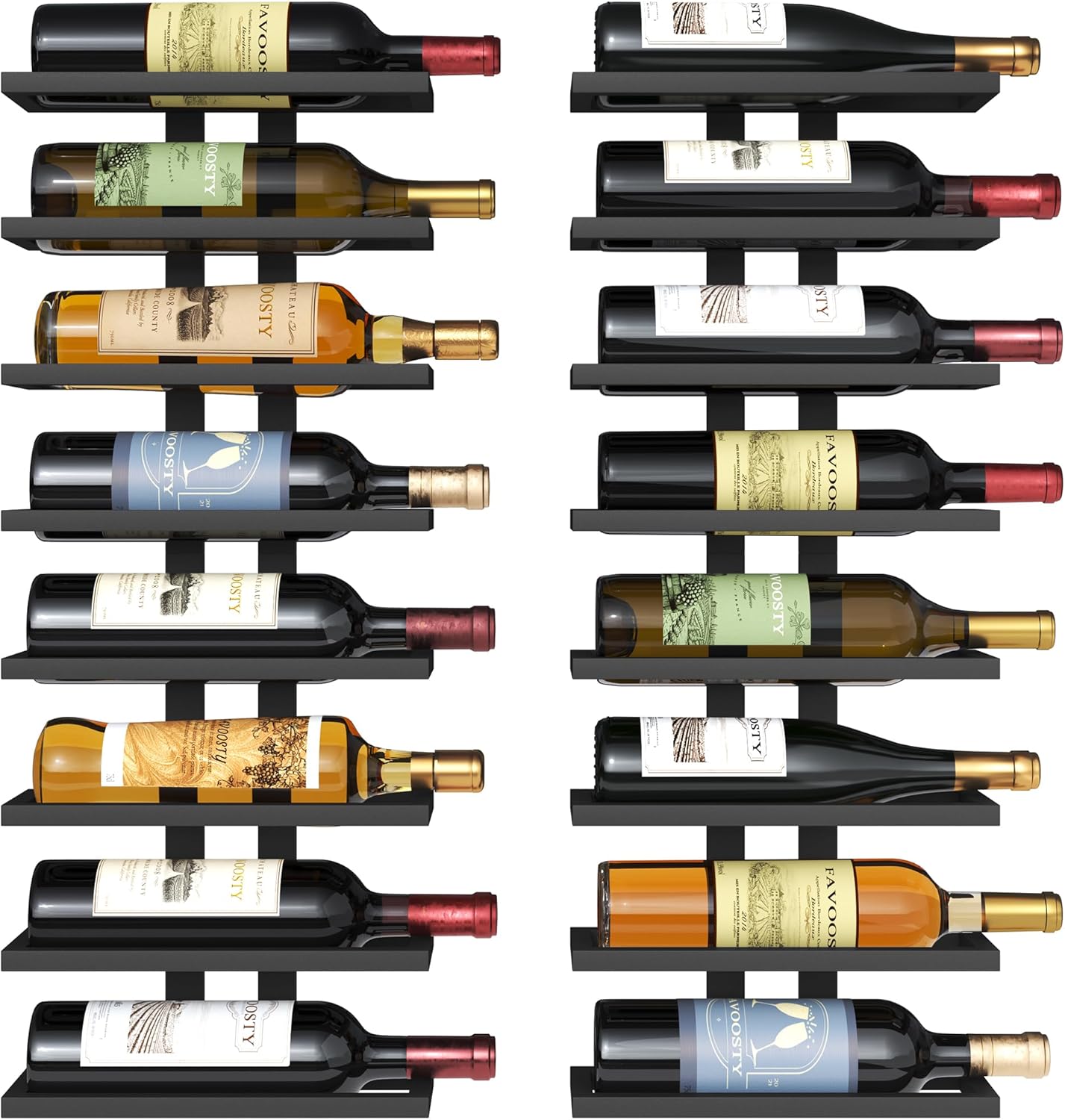 Lot 2 étagères murales à vin métal 8 niveaux – Noir Vendos85 - Mathon