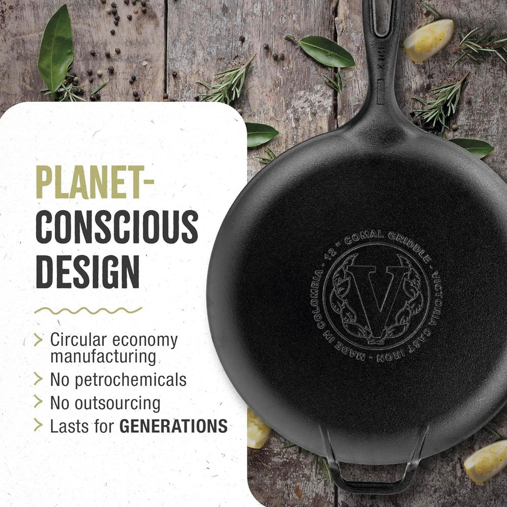 Plaque à Griller Comal en Fonte Émailleé Induction pour Pizza 30cm Feu, Barbecue  Noir 36379 - Mathon - 7