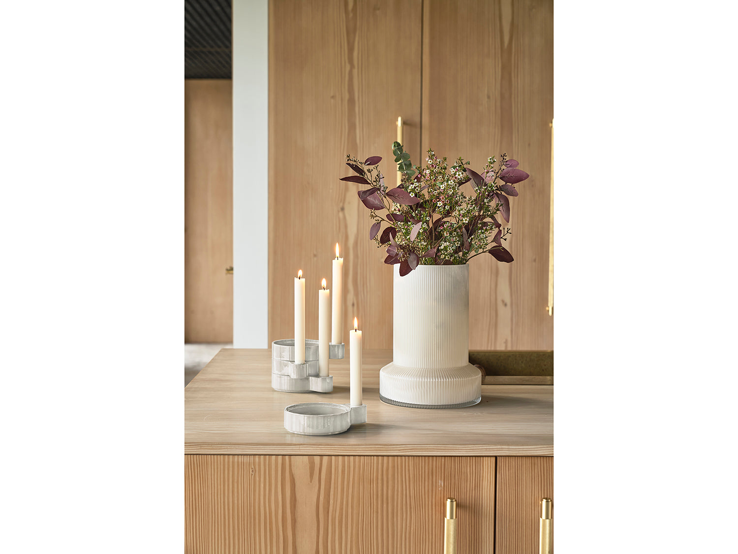 Bougeoir Styles en Aluminium Blanc cassé Villa Collection - Mathon - 3