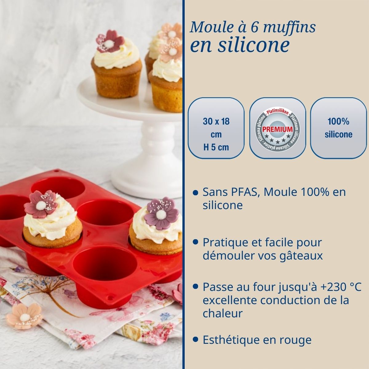 Ensemble de 2 moules à muffins 6 empreintes 30 x 18 cm  Flexxibel Love Dr. Oetker - Mathon - 2