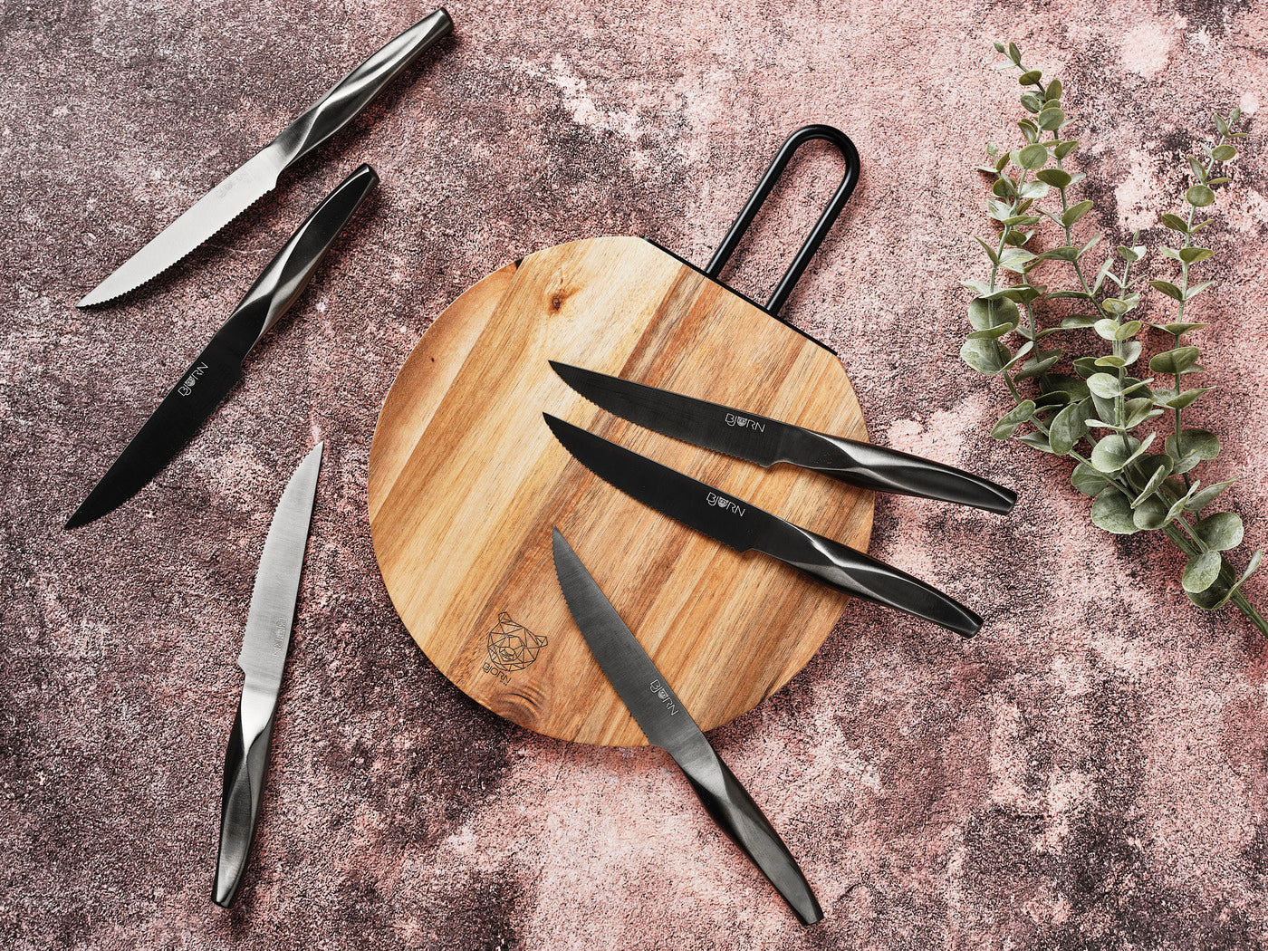 Lot de 6 couteaux à steak en inox gris D Björn - Mathon - 2