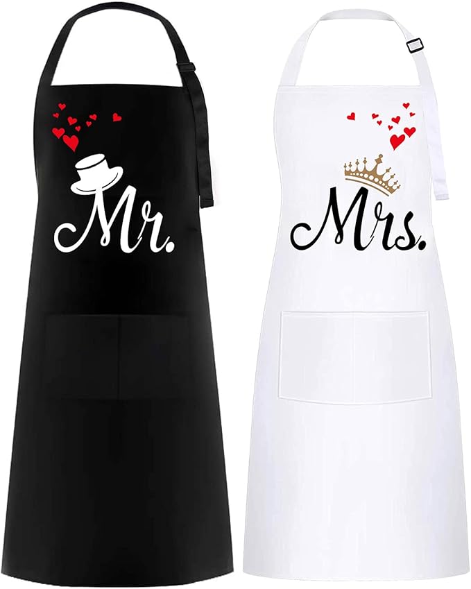 Tabliers Couple Mr & Mrs – Cadeau Cuisine Romantique Vendos85 - Mathon