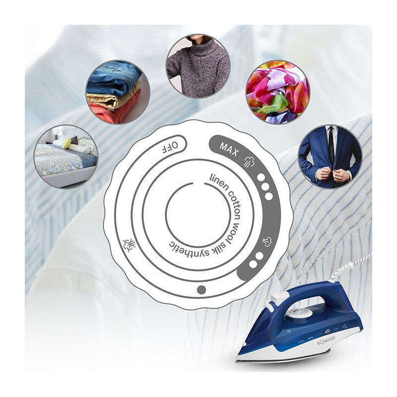 Fer à repasser à vapeur avec 7 fonctions 2200W Bomann DB 6004 CB Blanc/Bleu Bomann - Mathon - 3