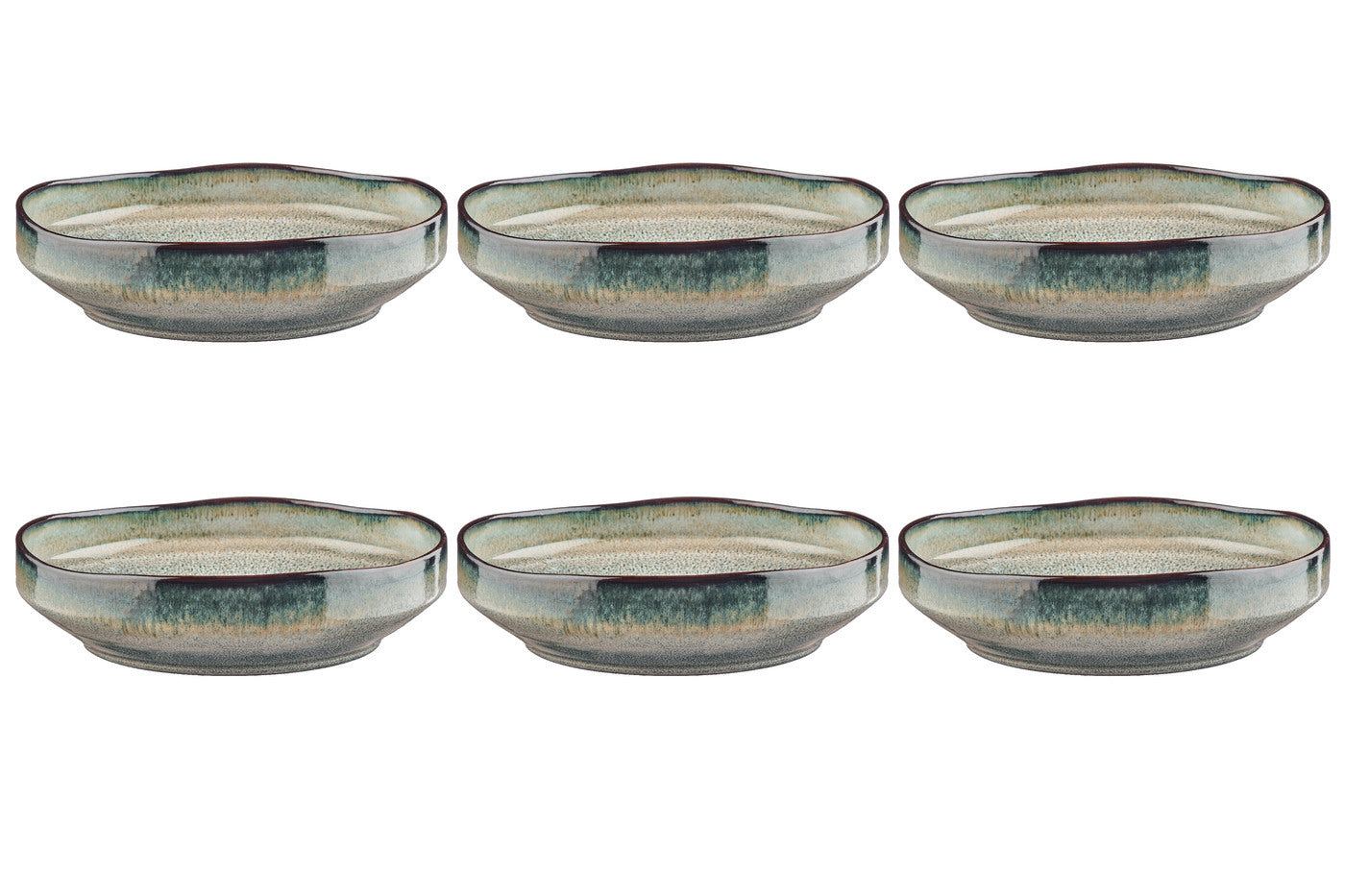 Lot de 6 assiettes creuses en grès gris D21 Björn - Mathon - 1