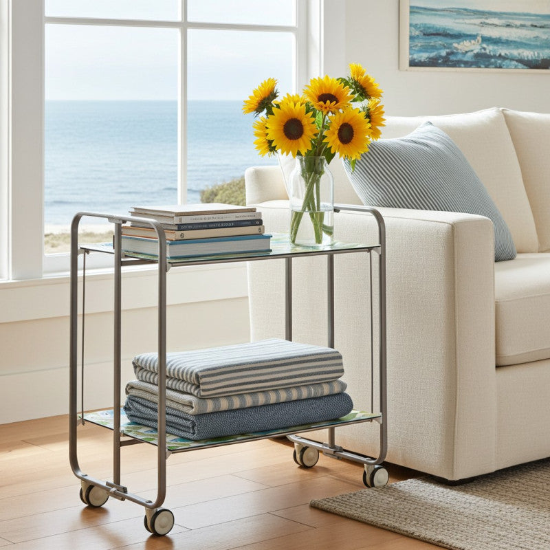 Desserte pliante bauhaus avec roulettes – structure grise, 2 niveaux, 4 positions Don Hierro - Mathon - 2