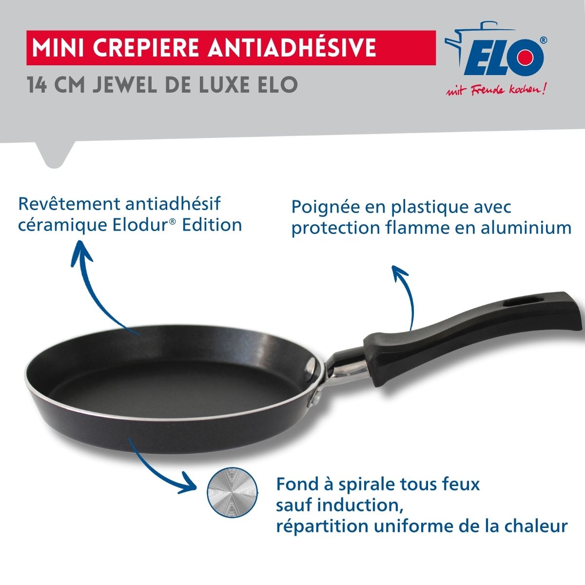 Ensemble de 2 Mini poêles à crêpe avec revêtement en céramique 14 cm ELO Juwel de Luxe Elo - Mathon - 3