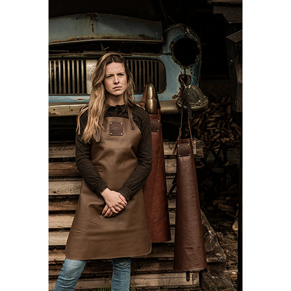 Tablier de cuisine artisanal cuir Buffalo Marron Witloft - Mathon - 4