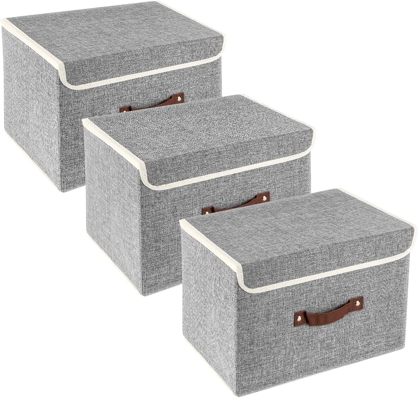 Set de 3 boîtes de rangement pliables gris Vendos85 - Mathon