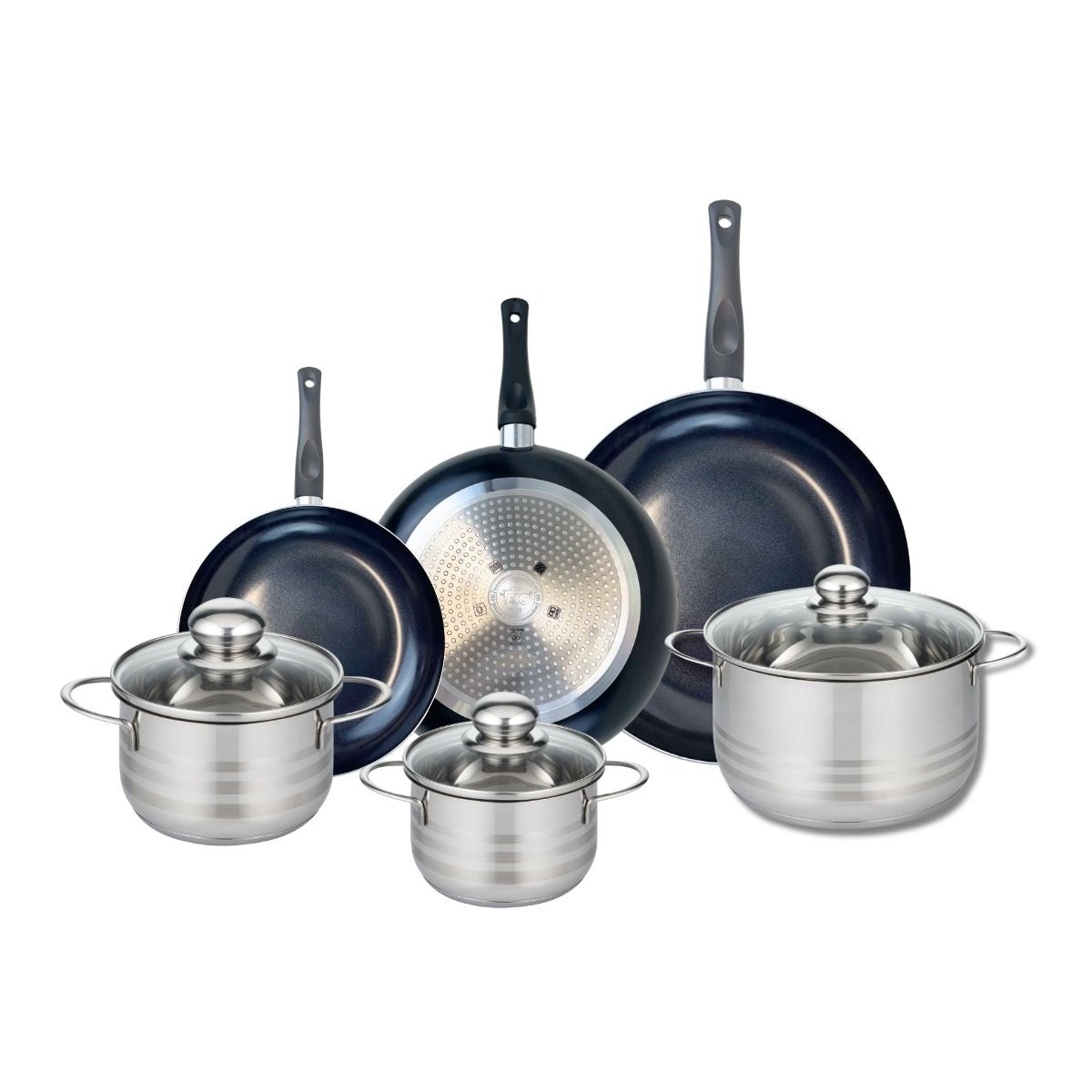 Ensemble de 3 Poêles de cuisson 20, 24 et 28 cm et 3 faitouts 14, 16 et 20 cm  Prima Brillant Elo - Mathon - 1