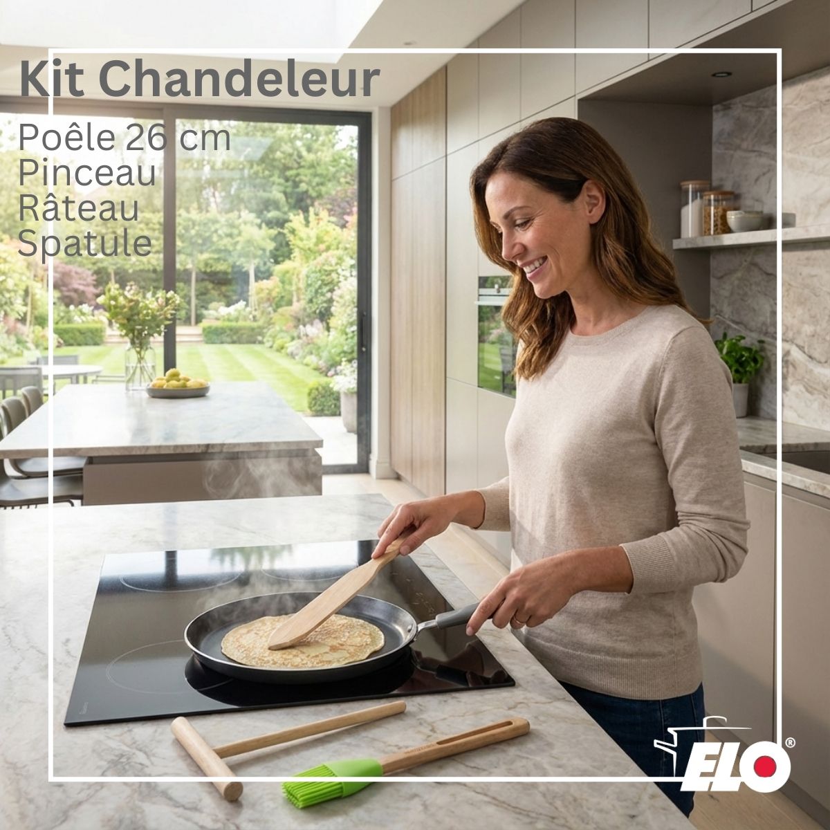Set chandeleur avec crêpière 26 cm et 3 ustensiles  Ducato Elo - Mathon - 2
