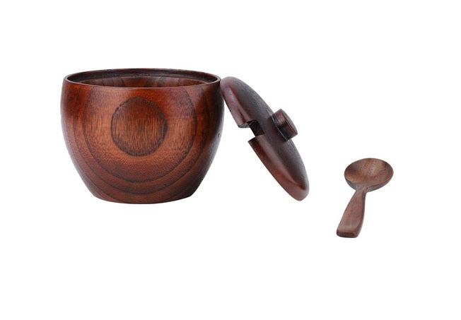 Pot à épices en bois naturel avec couvercle et cuillère Vendos85 - Mathon