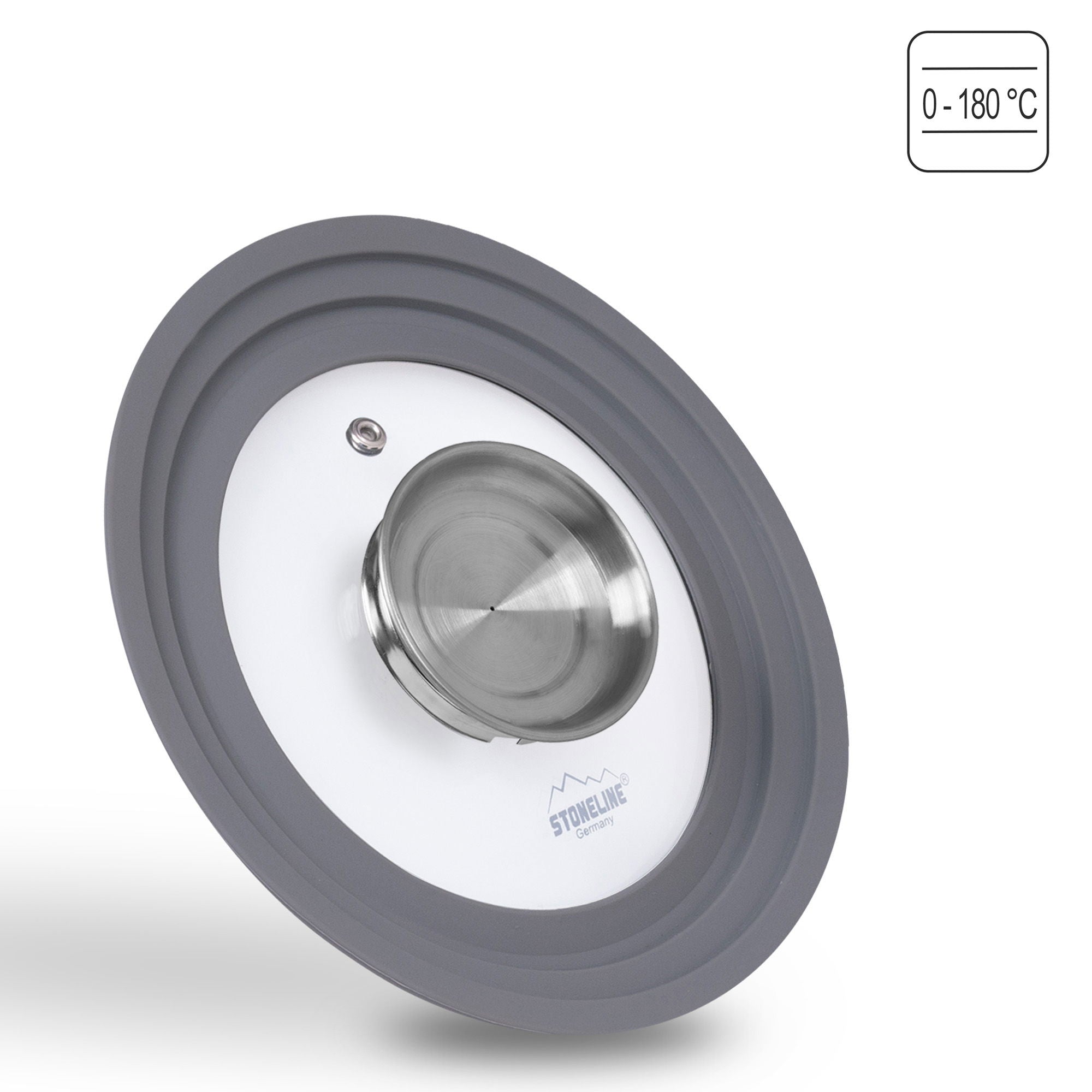 Couvercle en verre arômatiseur multi-fonctions avec rebord en silicone, pour 16/18/20 cm Stoneline - Mathon - 2