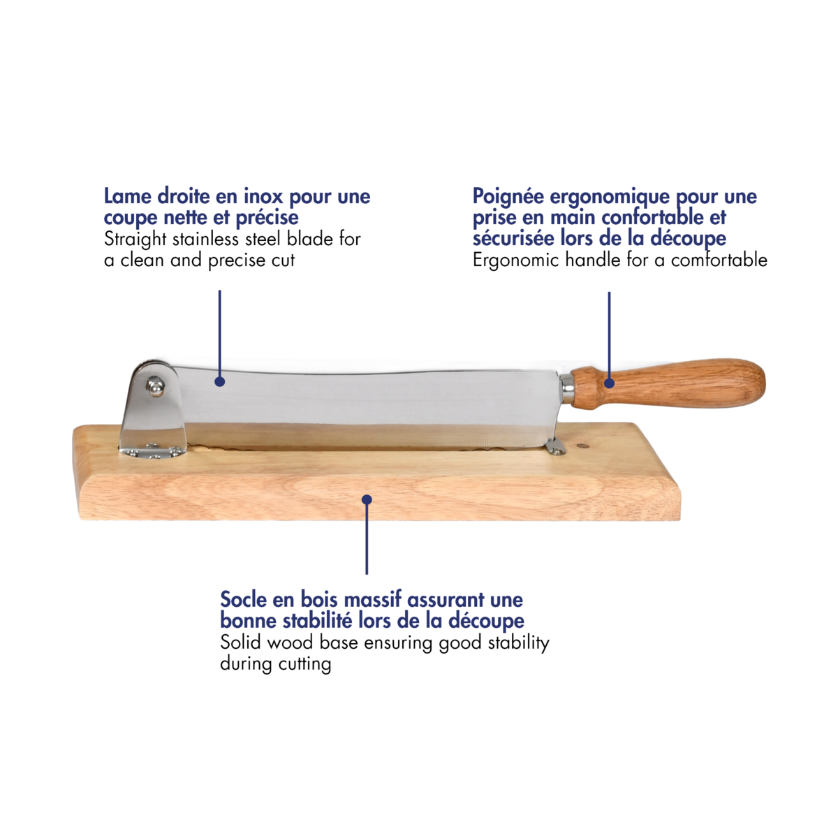 Coupe-pain socle bois 1er prix - lame droite 25 cm Louis Tellier - Mathon - 2