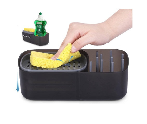 Distributeur de Liquide Vaisselle Cuisine 3 en 1 noir Vendos85 - Mathon