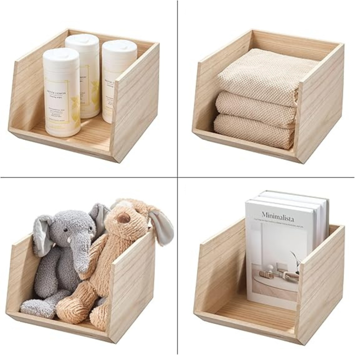 Bac de rangement en bois avec face ouverte L25,4 cm - OKA Calicosy - Mathon - 5