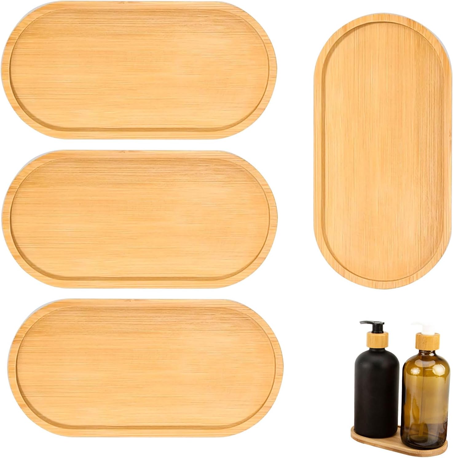 Lot de 4 plateaux ovales en bambou naturel Vendos85 - Mathon