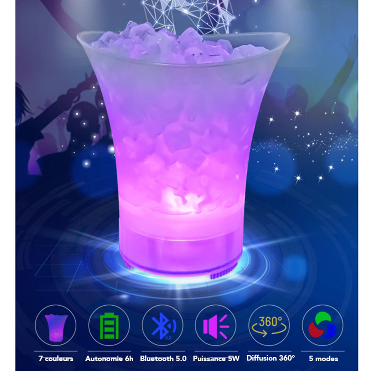 Seau à Glace 5L Bluetooth LED De Faugères - Mathon - 3
