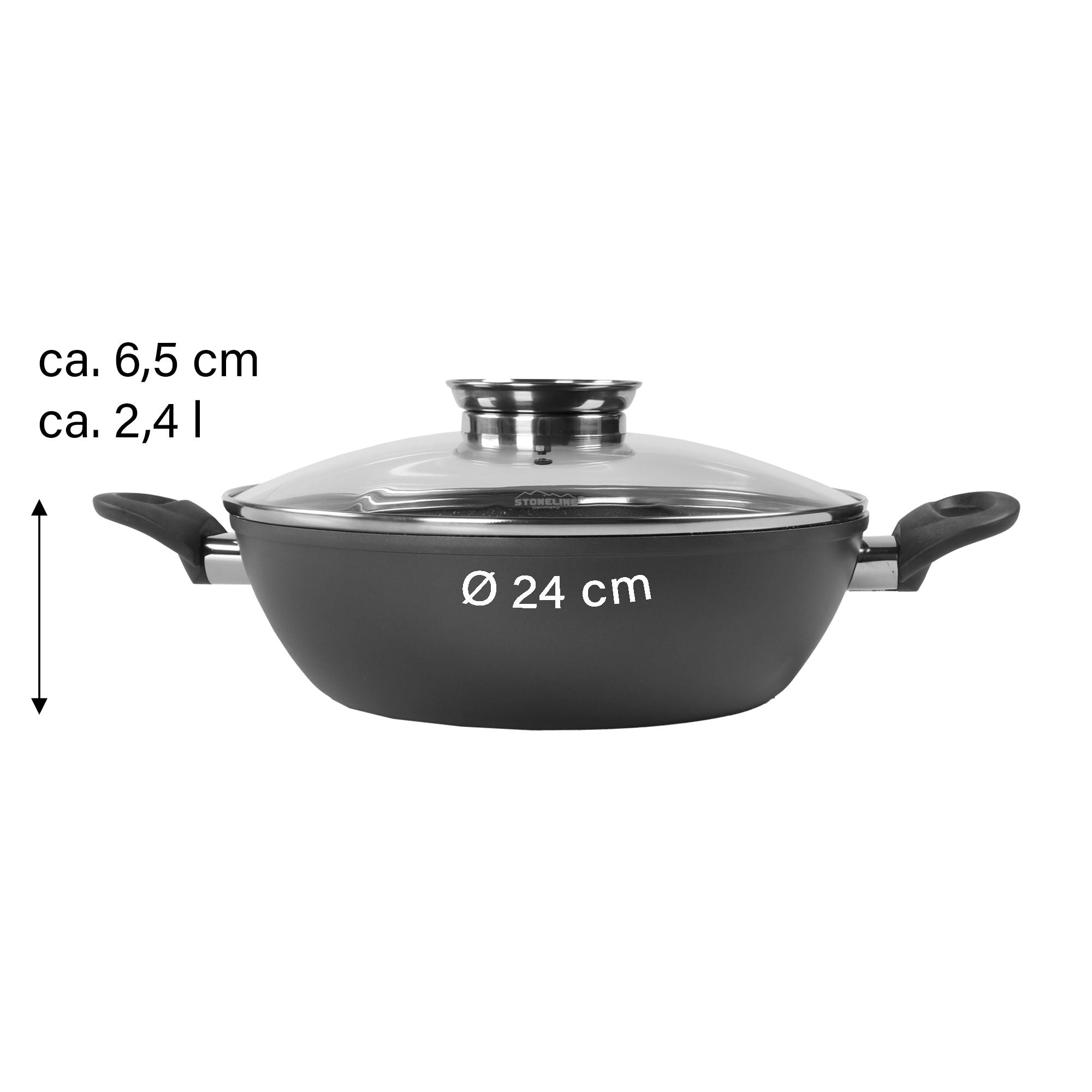 CERAMIC Poêle à servir 24 cm, revêtement en céramique, avec couvercle en verre arômatiseur Stoneline - Mathon - 4