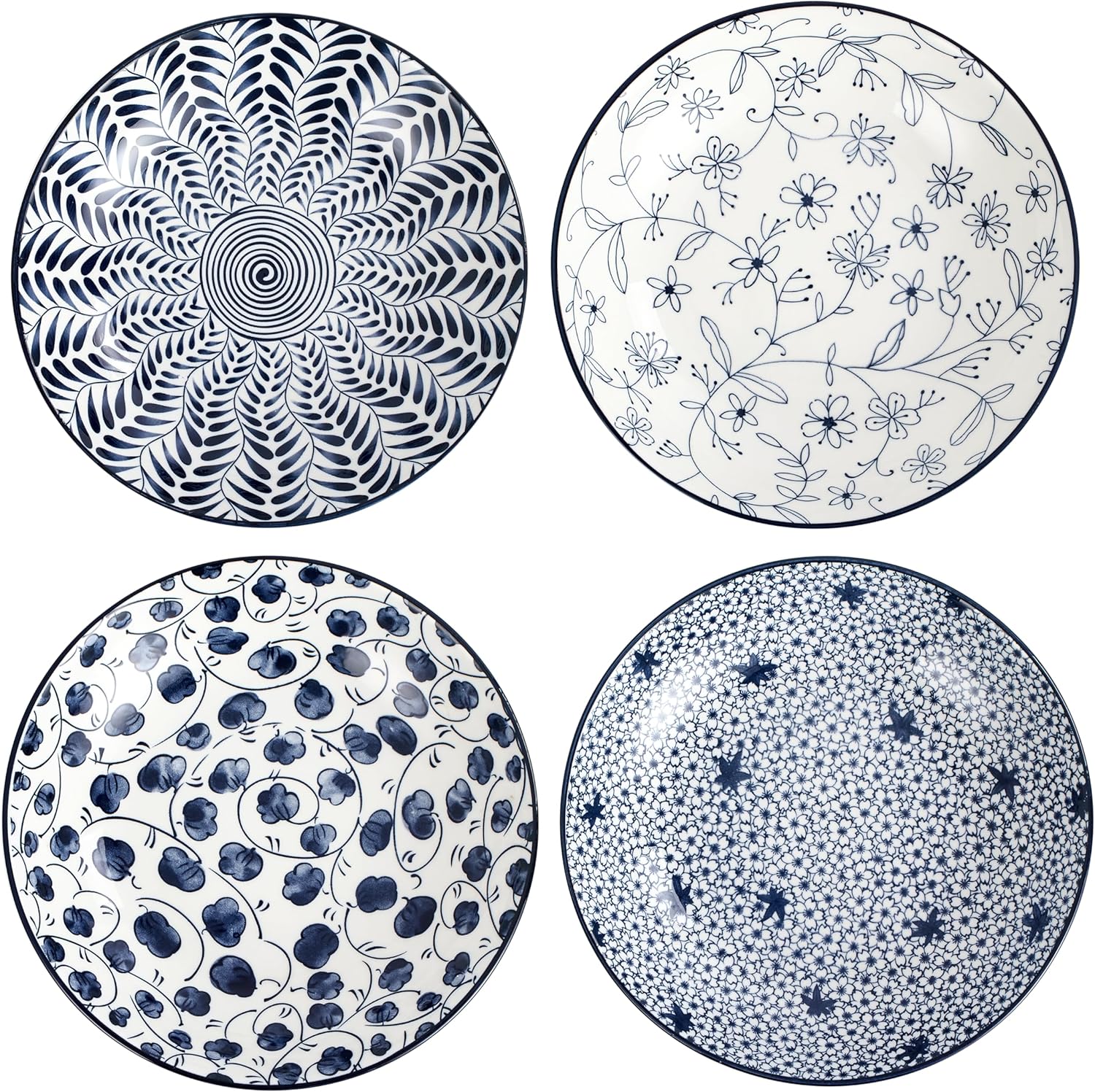 Lot de bols en porcelaine bleue et blanche 20 cm Vendos85 - Mathon