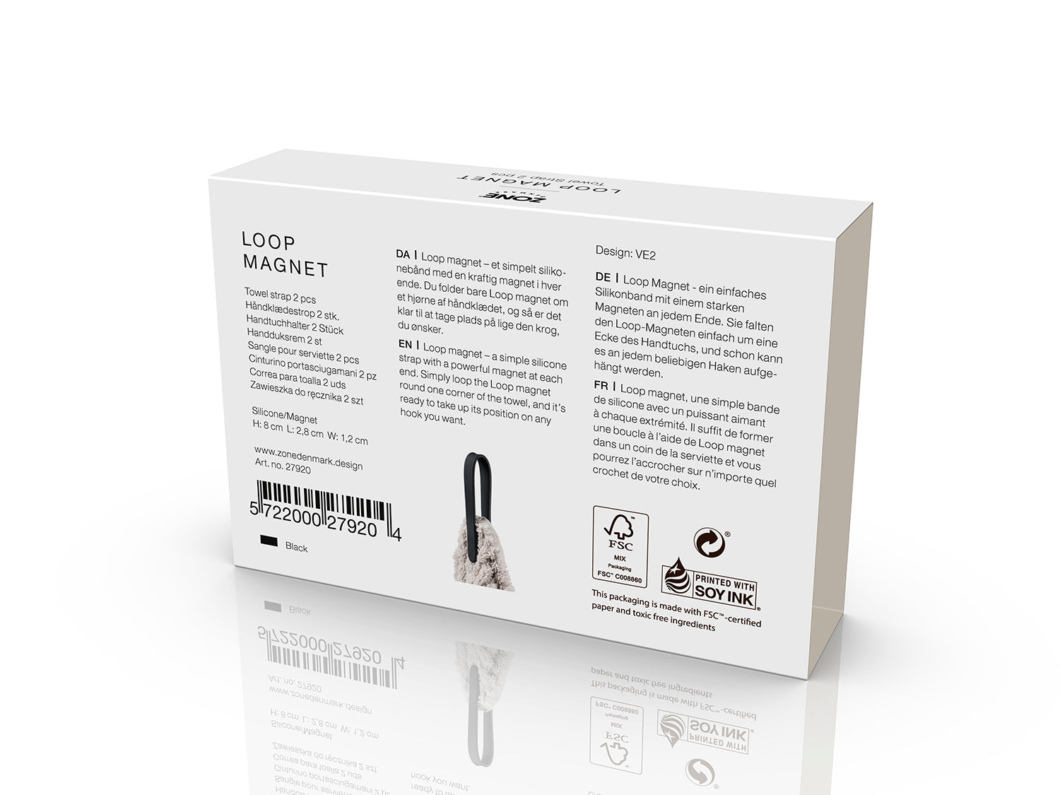 Set de 2 sangles magnétiques pour serviette LOOP MAGNET en silicone Noir Zone Denmark - Mathon - 4