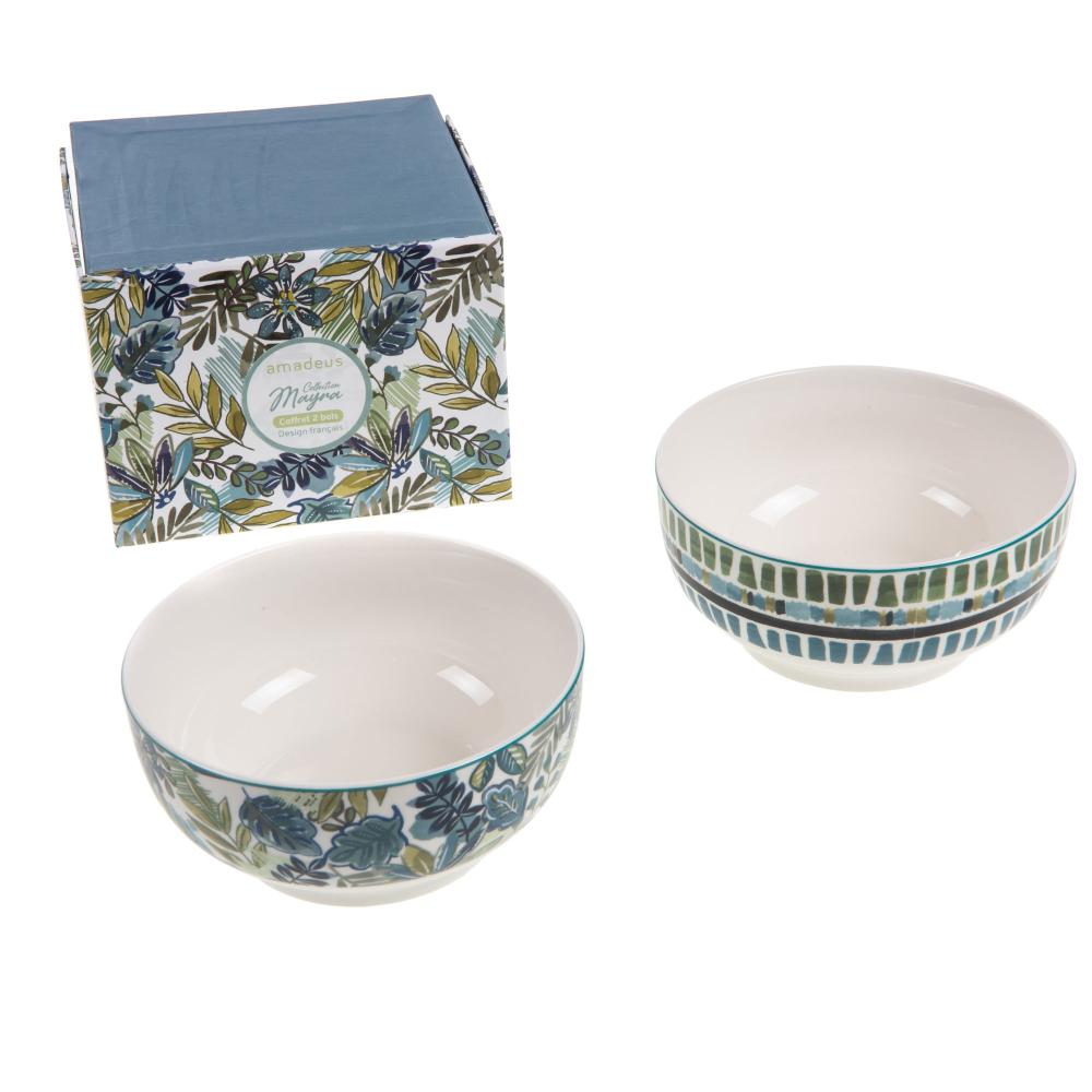 Coffret 2 bols Mayra bleu Amadeus - Mathon - 2
