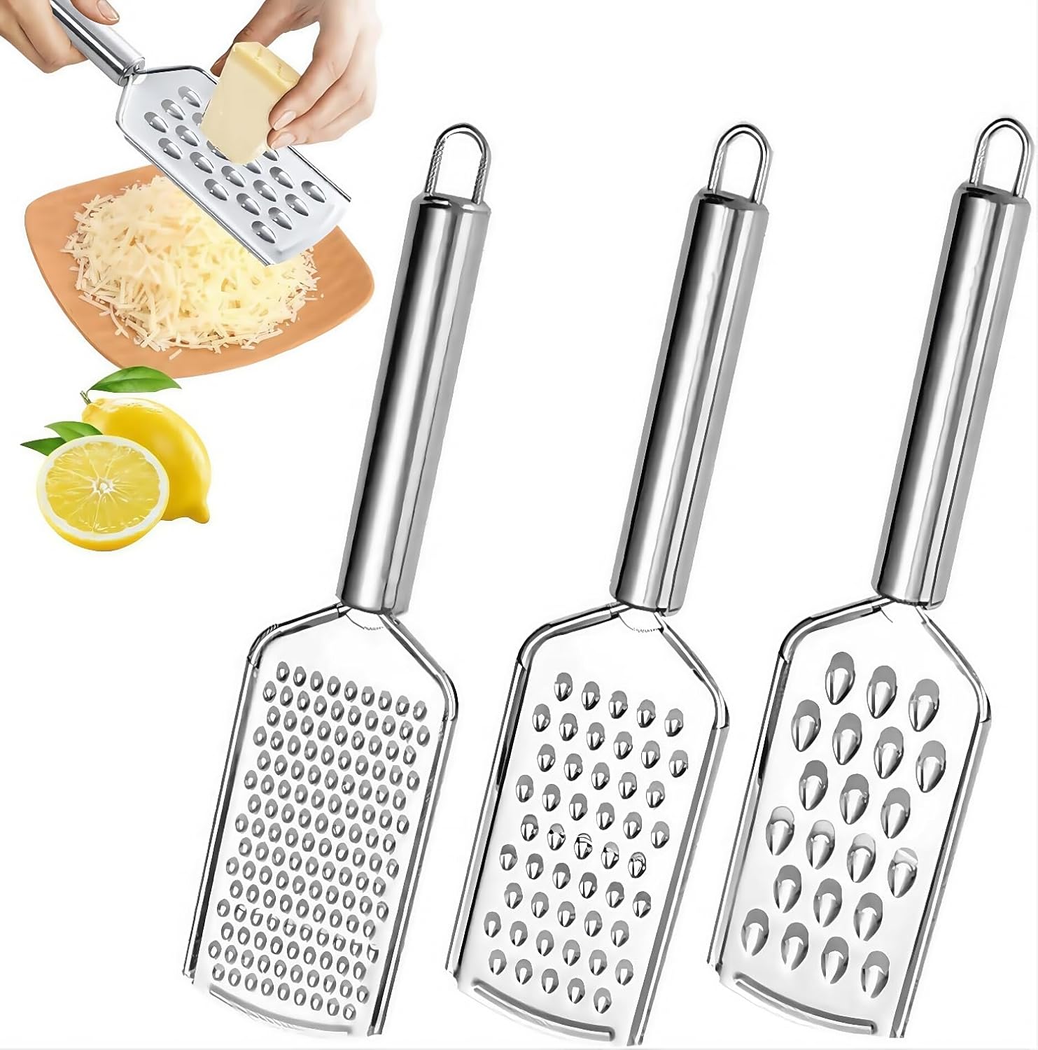 Ensemble 3 râpes à main en acier inoxydable polyvalentes Vendos85 - Mathon