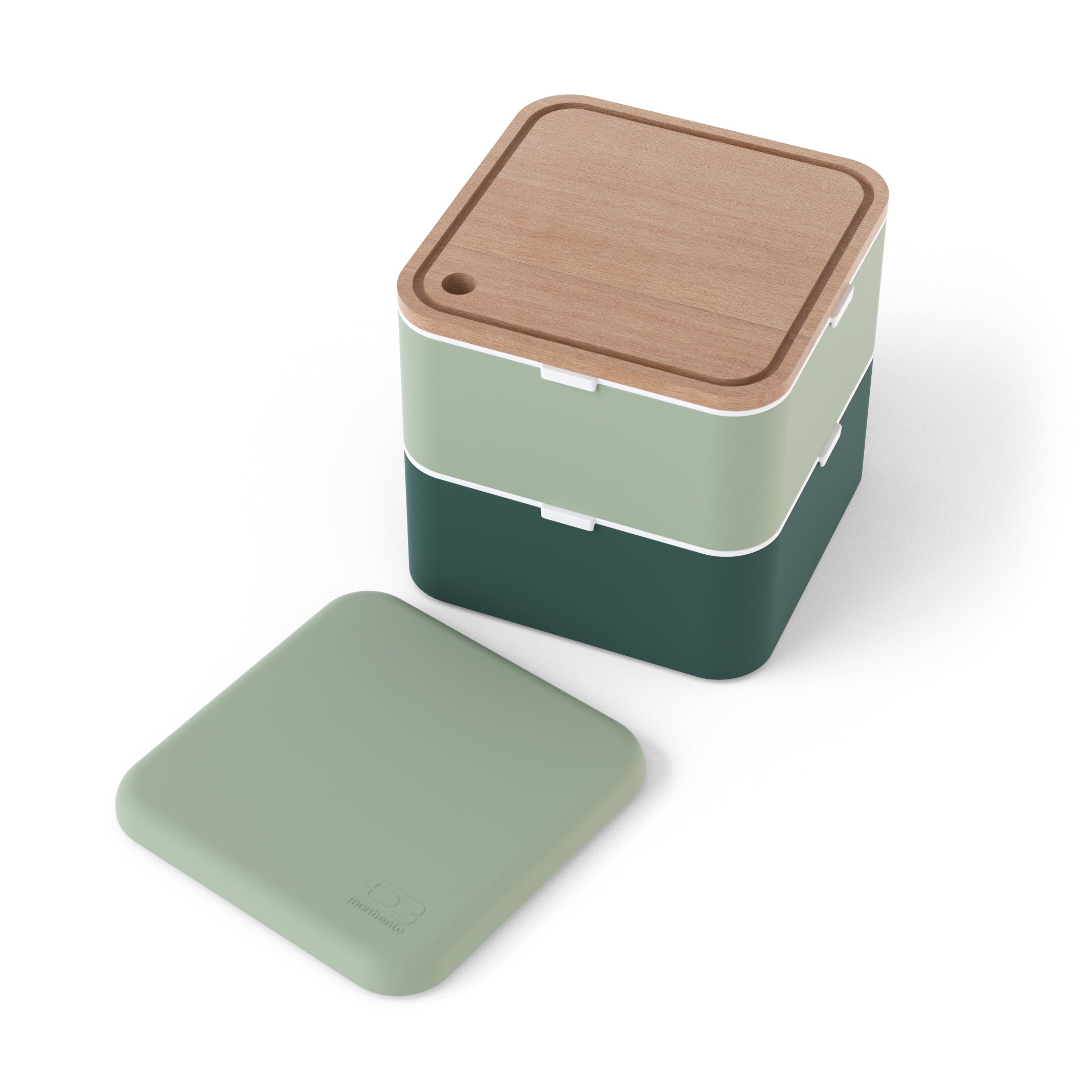 Set lunch box 2 étages 1,7L Vert Bicolor + Planche à découper Monbento - Mathon - 2